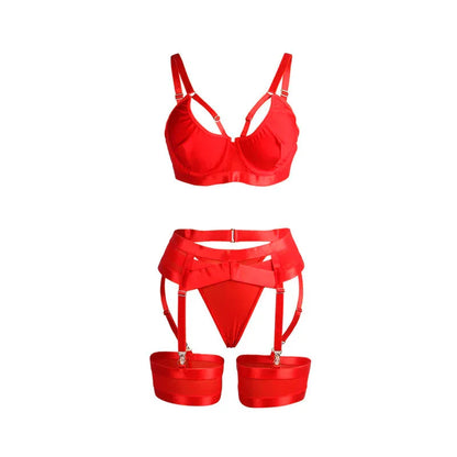Subblime – 955250 Ensemble Soutien Gorge Bondage Rouge avec Jarretelles S / M