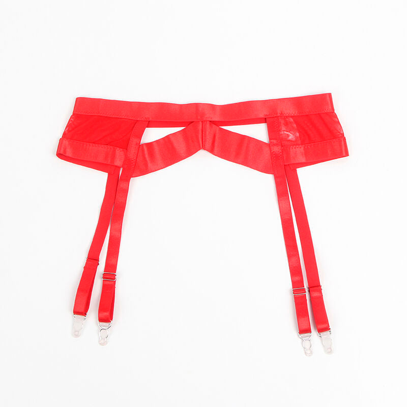 SUBBLIME - 955250 CONJUNTO DE SUJETADOR BONDAGE ROJO CON LIGAS S/M