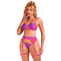 SUBBLIME - 955359 CONJUNTO DE SUJETADOR CON ENCAJE Y LIGUEROS ROSA Y MORADO S/M