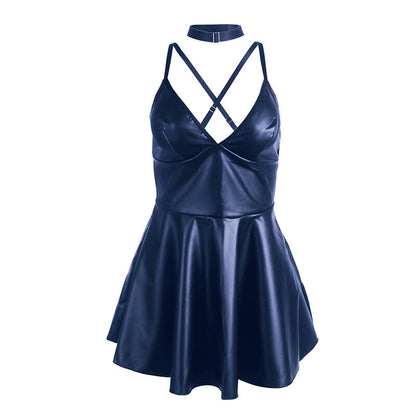 SUBBLIME - 955410 VESTIDO DE TIRANTES DE CUERO AZUL S/M