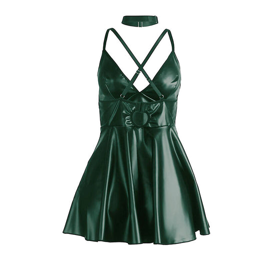 SUBBLIME - 955434 VESTIDO DE TIRANTES DE CUERO VERDE S/M
