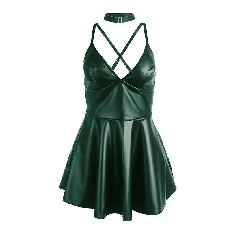 SUBBLIME - 955441 ROBE À BRETELLES IN VERT LEATHER L/XL
