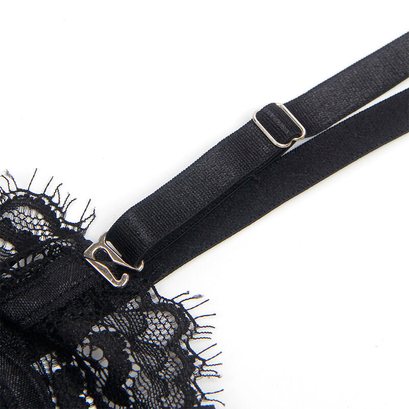 SUBBLIME - 955496 BODY DE ENCAJE CON LAZO Y LIGUERO NEGRO S/M