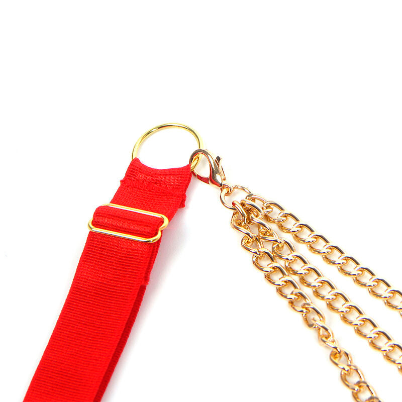 SUBBLIME - 955526 CONJUNTO DE SUJETADOR CON CADENA DE CORAZÓN DE MALLA ROJA L/XL