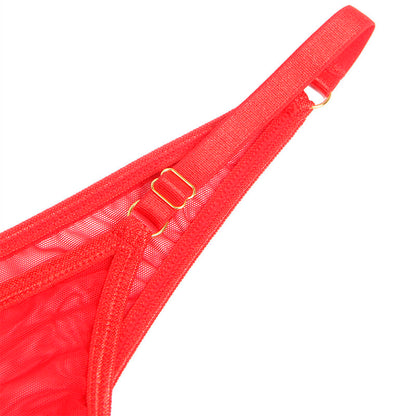 SUBBLIME - 955526 CONJUNTO DE SUJETADOR CON CADENA DE CORAZÓN DE MALLA ROJA L/XL