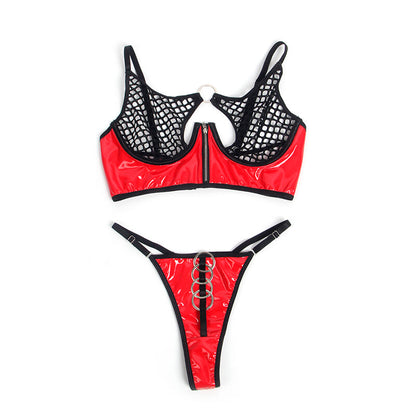 SUBBLIME - 955533 CONJUNTO DE SUJETADOR CON CREMALLERA DE CHAROL ROJO S/M