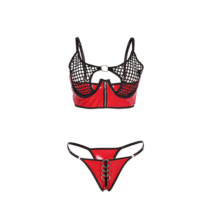 SUBBLIME - 955533 CONJUNTO DE SUJETADOR CON CREMALLERA DE CHAROL ROJO S/M