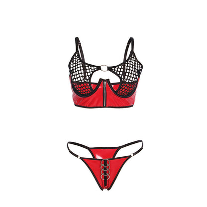 SUBBLIME - 955533 CONJUNTO DE SUJETADOR CON CREMALLERA DE CHAROL ROJO S/M