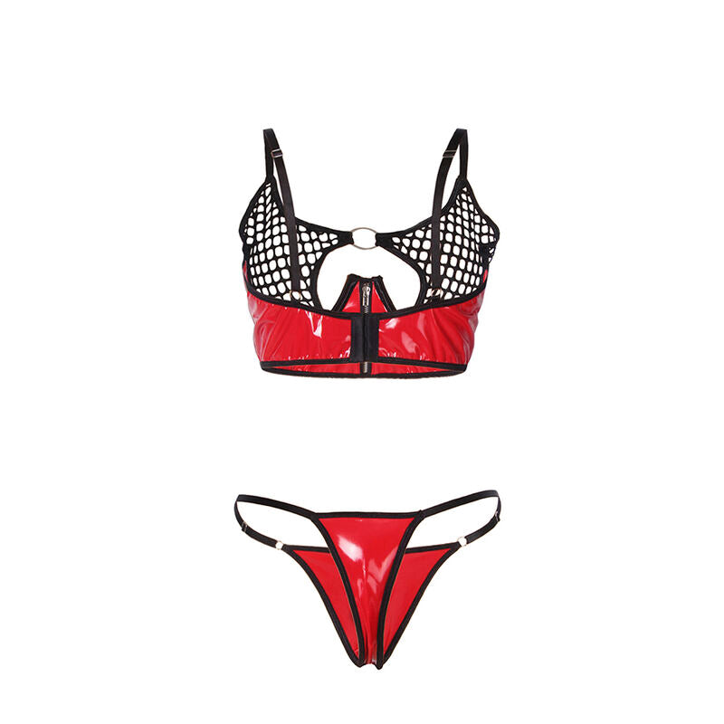 SUBBLIME - 955533 CONJUNTO DE SUJETADOR CON CREMALLERA DE CHAROL ROJO S/M
