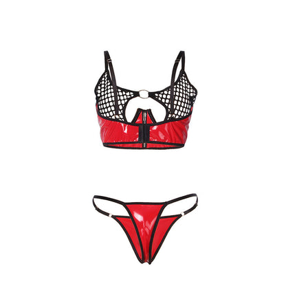SUBBLIME - 955533 CONJUNTO DE SUJETADOR CON CREMALLERA DE CHAROL ROJO S/M