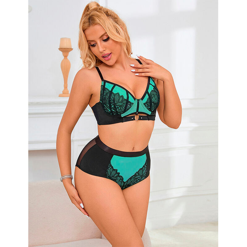 SUBBLIME - 955557 CONJUNTO DE SUJETADOR DE CHAROL VERDE CON CREMALLERA S/M