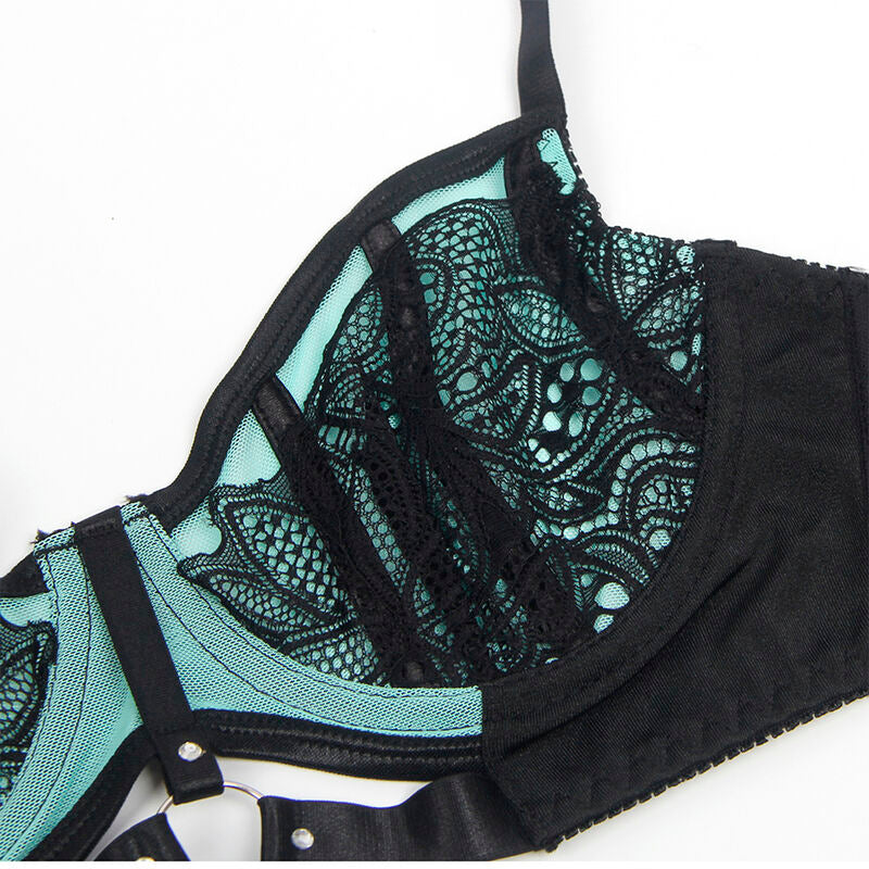 SUBBLIME - 955557 CONJUNTO DE SUJETADOR DE CHAROL VERDE CON CREMALLERA S/M