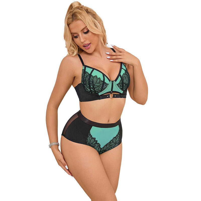 SUBBLIME - 955557 CONJUNTO DE SUJETADOR DE CHAROL VERDE CON CREMALLERA S/M