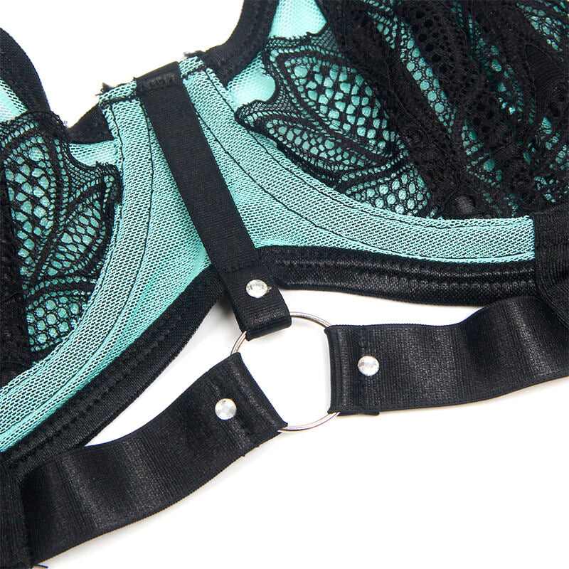 SUBBLIME - 955564 CONJUNTO DE SUJETADOR CON CREMALLERA DE CHAROL VERDE L/XL