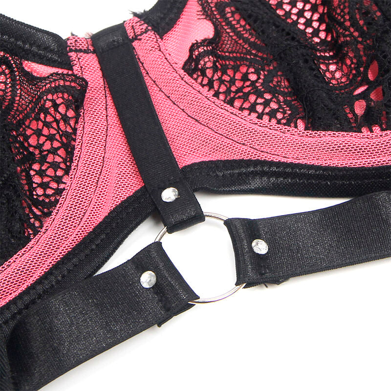 SUBBLIME - 955571 CONJUNTO DE SUJETADOR DE CHAROL ROSA CON CREMALLERA S/M