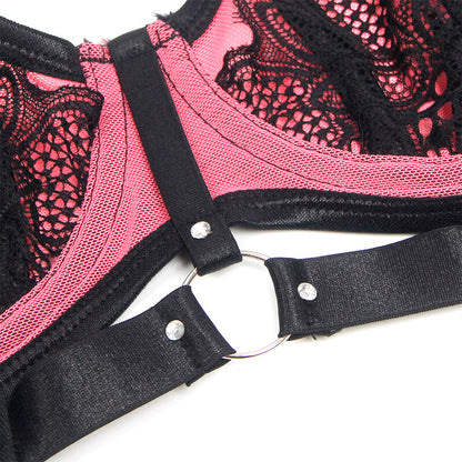 SUBBLIME - 955571 CONJUNTO DE SUJETADOR DE CHAROL ROSA CON CREMALLERA S/M