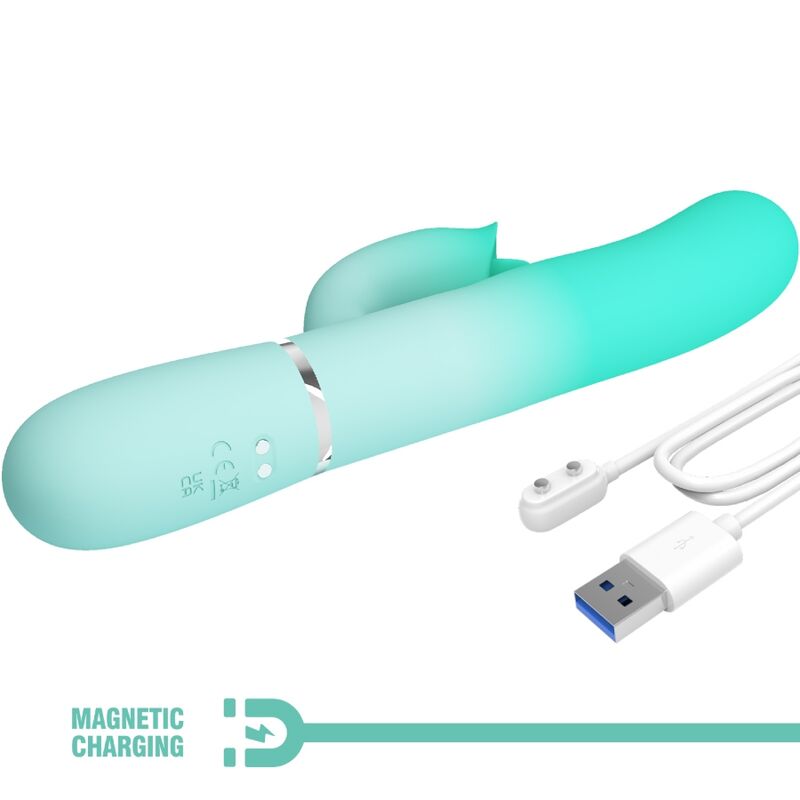 PRETTY LOVE - VIBRATEUR LAPIN MULTIFONCTION GIGI VERT AQUA
