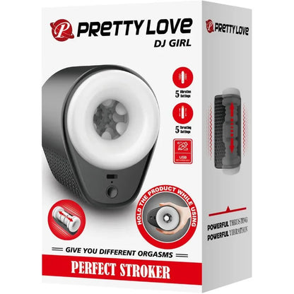 Pretty Love – Masturbateur pour Homme Dj Girl avec Vibration 5 Réglages Negro