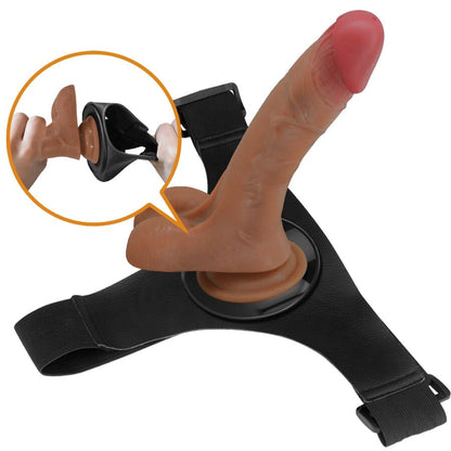PRETTY LOVE - SLIP HARNAIS UNIVERSEL AVEC GODE VIBRANT ET SQUIRTING 15.5 CM MULATO