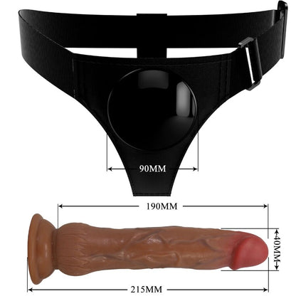 PRETTY LOVE - BRAGUITAS CON ARNÉS UNIVERSAL KYTON CON DILDO SQUIRTING 19 CM MULATO