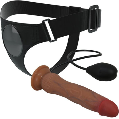 PRETTY LOVE - BRAGUITAS CON ARNÉS UNIVERSAL KYTON CON DILDO SQUIRTING 19 CM MULATO