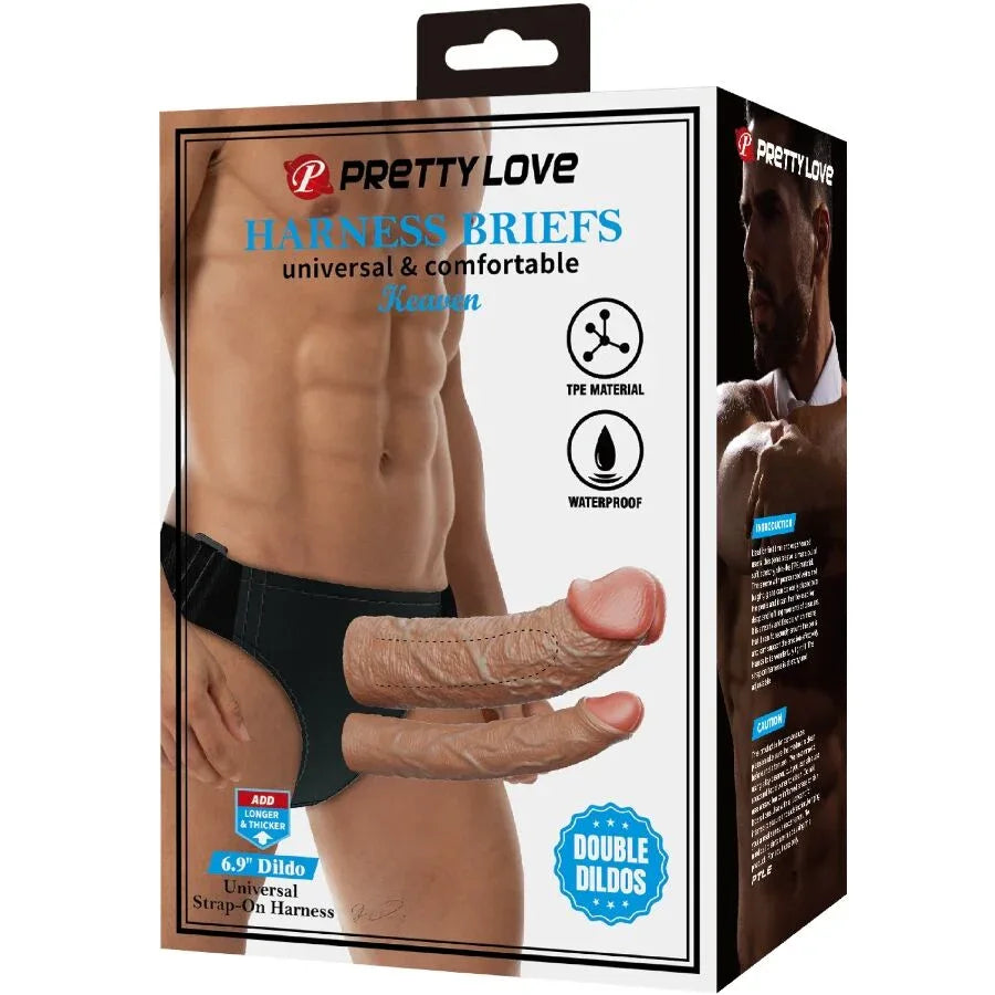 Pretty Love – Keaven Harnais Briefs Double Gode Universel et Confortable