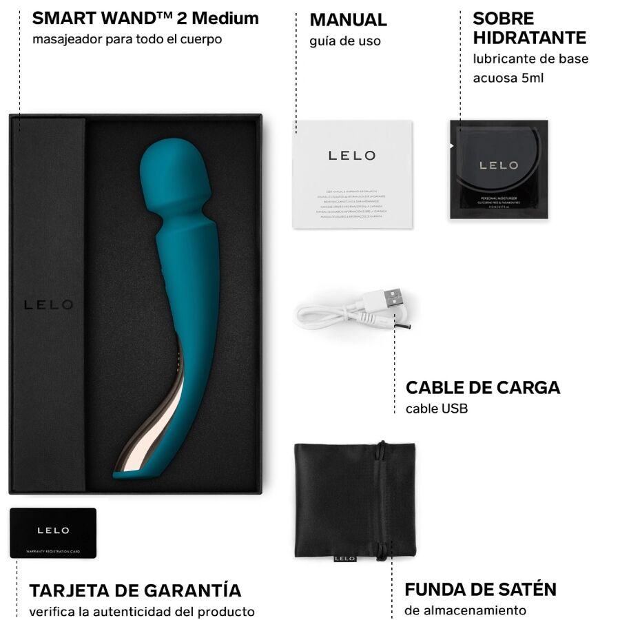 LELO - MASAJEADOR SMART MEDIUM WAND 2 AQUA
