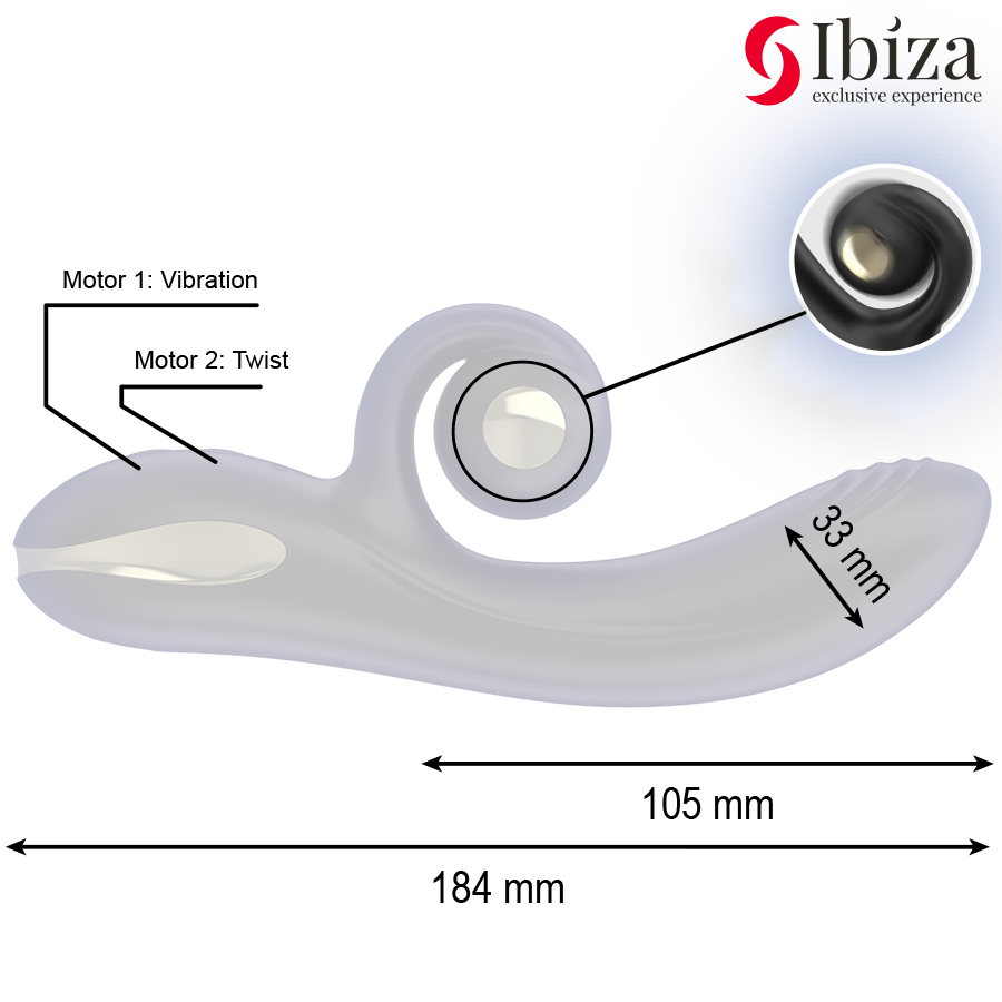 IBIZA - VIBRATEUR TWISTER AVEC STIMULATEUR DE COURBES ET VIBRO-ROTATION