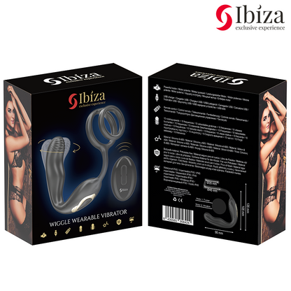 IBIZA - Plug anal rotatif télécommandé WIGGLE avec vibrations périnéales et anneaux rehaussant le pénis