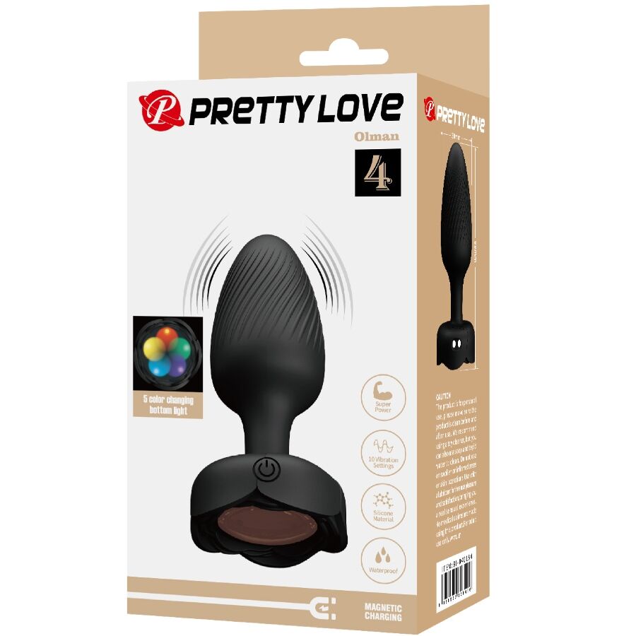 Plug anal olman avec lumière LED noir 8,8 cm – Pretty Love