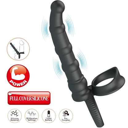 Vibrateur anneau pénis vibrant tatum avec plug 10 vibrations noir – Pretty Love