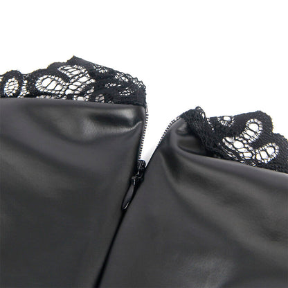 SUBBLIME - 957551 ROBE EN CUIR COL DENTELLE NOIR L/XL