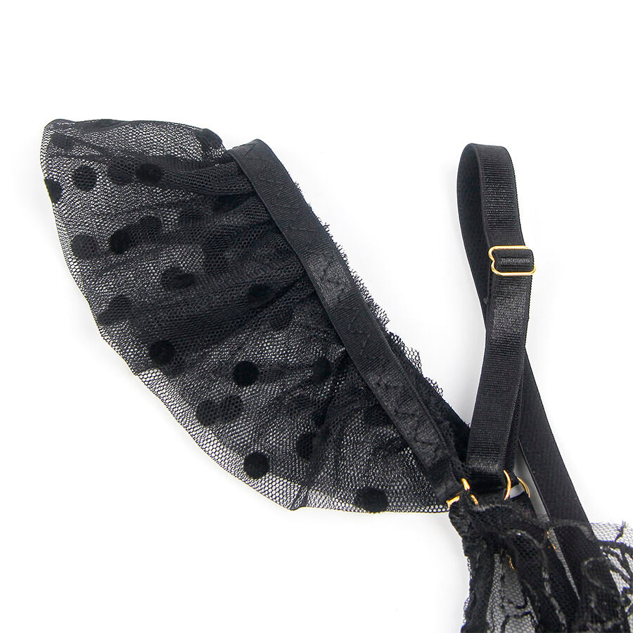 SUBBLIME - 957490 ENSEMBLE SOUTIEN-GORGE ET JARRETELLE EN DENTELLE NOIR L/XL