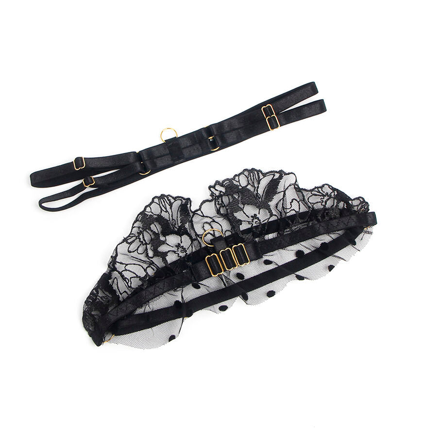 SUBBLIME - 957490 ENSEMBLE SOUTIEN-GORGE ET JARRETELLE EN DENTELLE NOIR L/XL