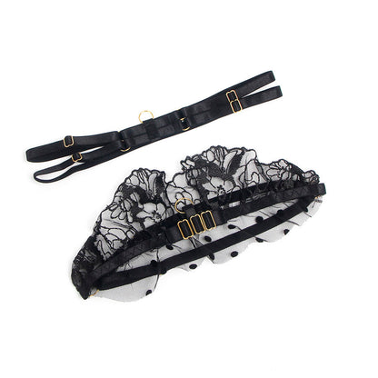 SUBBLIME - 957490 ENSEMBLE SOUTIEN-GORGE ET JARRETELLE EN DENTELLE NOIR L/XL