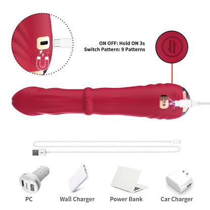 Dildo vibrateur point a thermo-réglable rouge – Armony