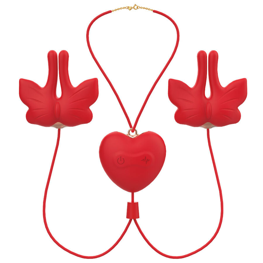 Pinces à tétons magnétiques à vibration forme papillon rouges – Armony