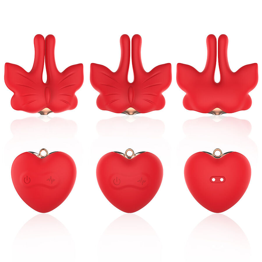 Pinces à tétons magnétiques à vibration forme papillon rouges – Armony