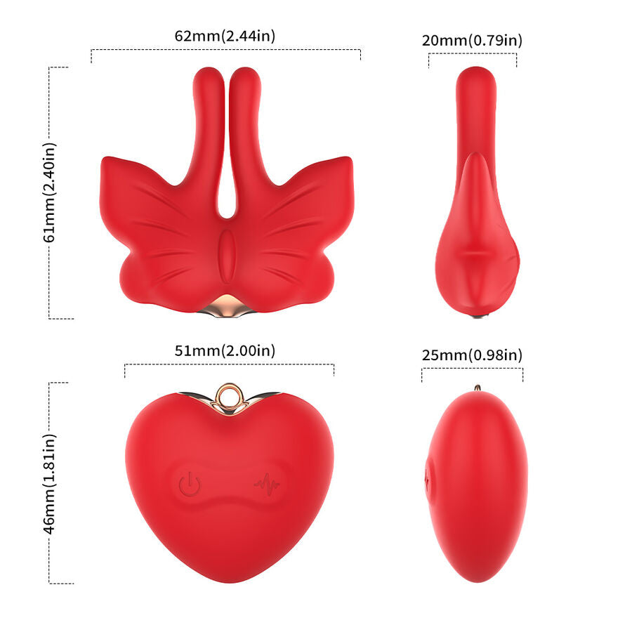 Pinces à tétons magnétiques à vibration forme papillon rouges – Armony