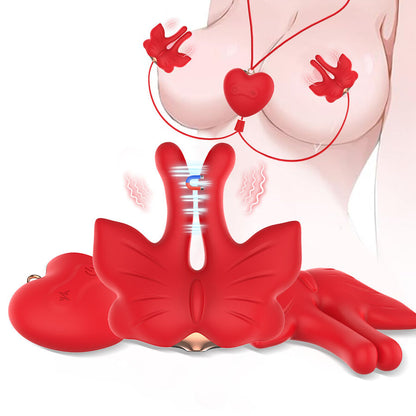Pinces à tétons magnétiques à vibration forme papillon rouges – Armony