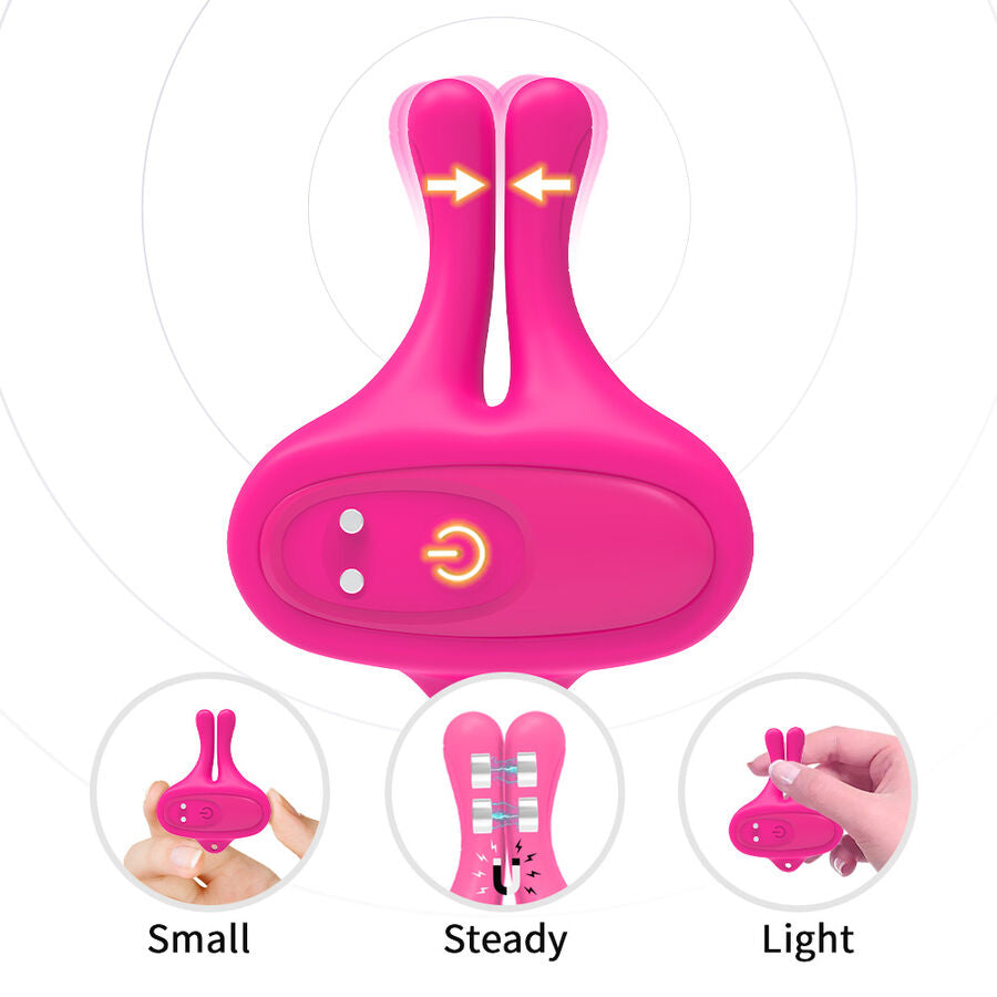 Pinces à tétons magnétiques vibratoires en forme de lapin rose – Armony