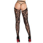 LEG AVENUE - BAS EN DENTELLE ROSE AVEC DOS OUVERT NOIR