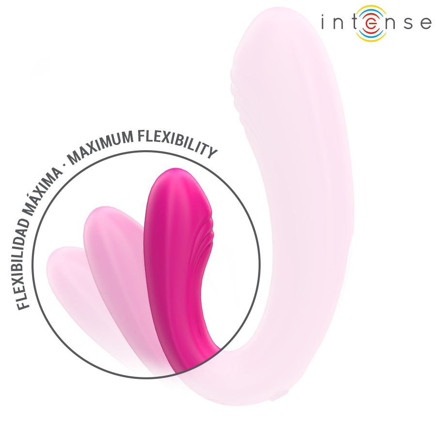 Janet double stimulateur et vibrateur en u avec télécommande rose – Intense