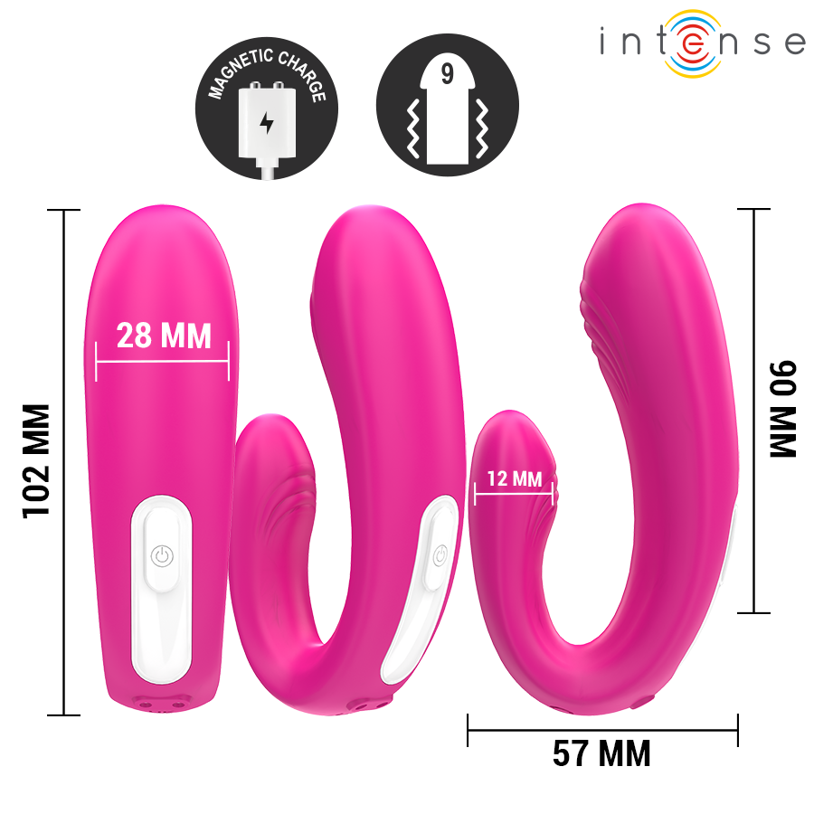 Janet double stimulateur et vibrateur en u avec télécommande rose – Intense