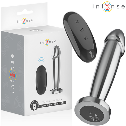 INTENSE - PLUG ANAL 10 VIBRATIONS GODE MÉTALLIQUE AVEC TÉLÉCOMMANDE M