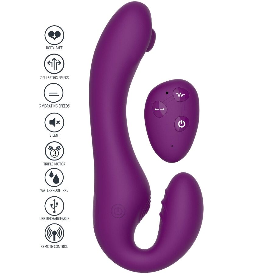 Vibrateur sans strapless 2 en 1 avec télécommande violet – Xocoon