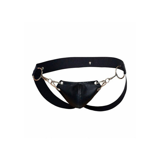 Jockstrap homme MOB DNGEON Snap noir, produit seul vu de face