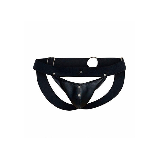 Jockstrap homme MOB DNGEON Peekaboo noir, produit seul vu de face