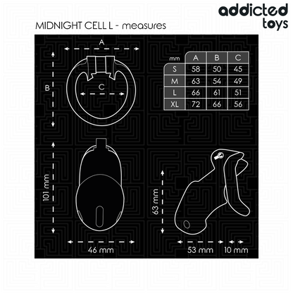ADDICTED TOYS LOCKED - CAGE À PÉNIS MINDNIGHT CELL TAILLE L