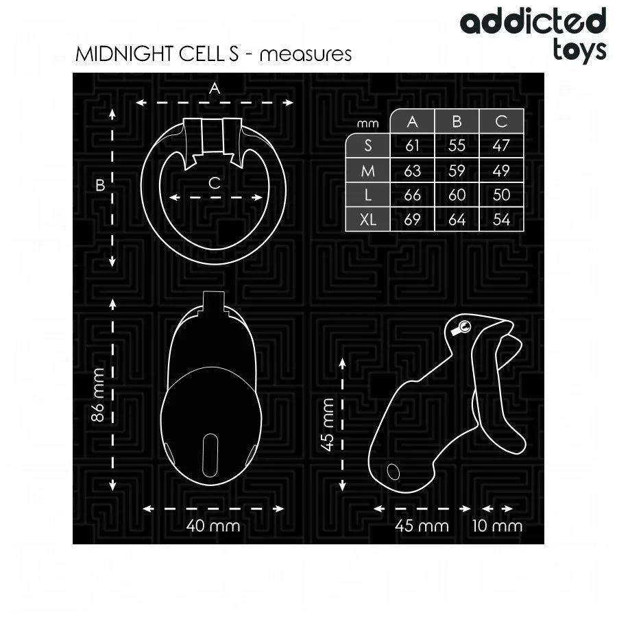Addicted Toys Locked – Cage à Pénis Mindnight Cell Taille S 4.8 cm